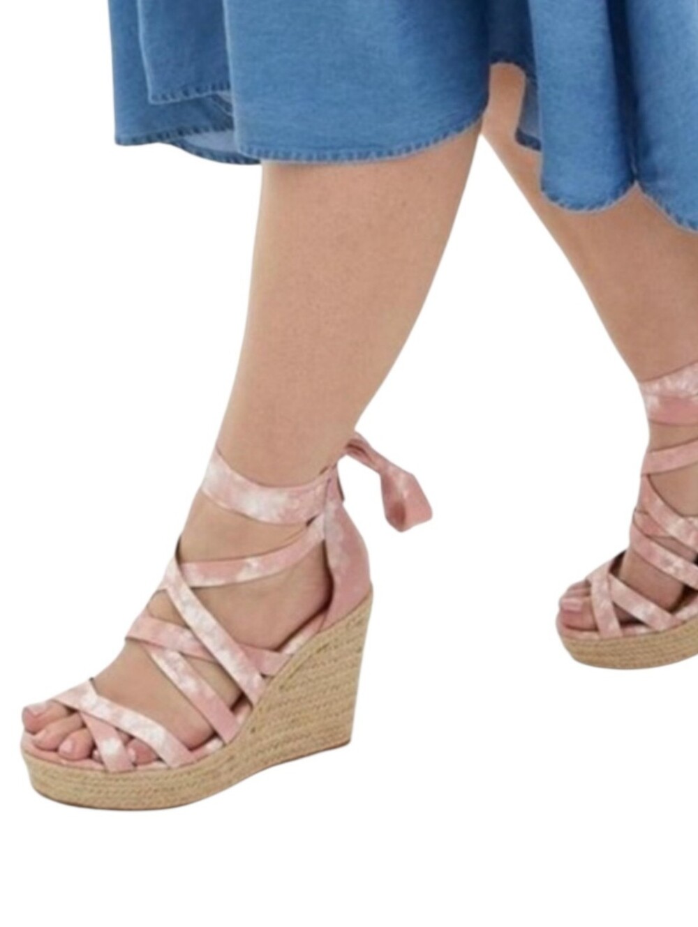 Torrid Women’s Pink Tie-Dye Espadrille Wedge Sandals 9 WIDE